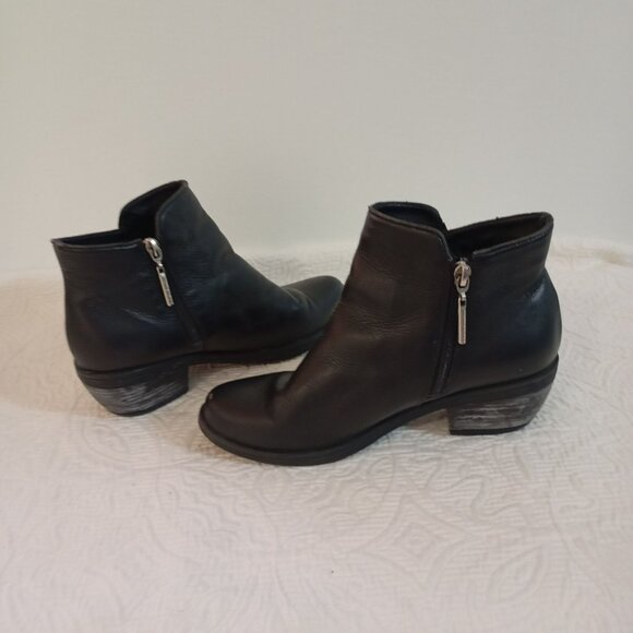 Santorini Black Leather Womens Ankle Boots Size 35 - Picture 9 of 9